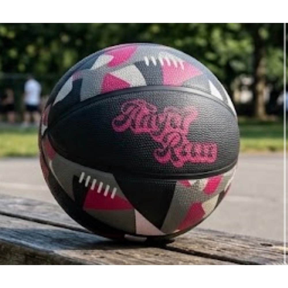 Angel Reese Basketball Pink Black Grey Geometric Camo Pattern Signature Logo